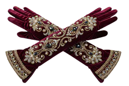 Guantes de terciopelo bordados